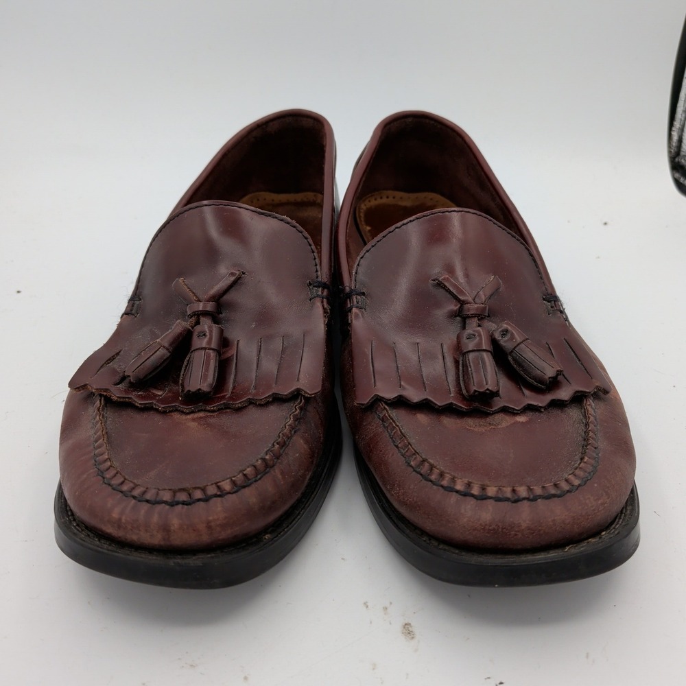 G.H. Bass Weejuns Marietta II Burgundy Leather Tassel‎ Kiltie Loafers Mens 10 W - Picture 3 of 9